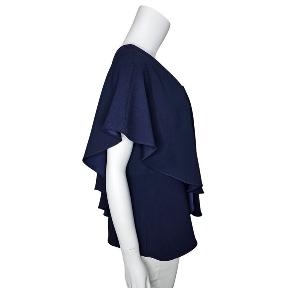 TRINA TURK "Glamorous" Navy One-Shoulder Flounce Top | US 6 | Retail $228 - Picture 5 of 7